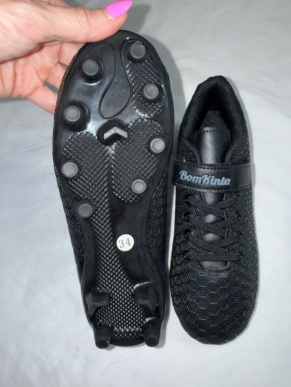 BombKindra Black Hex Mesh Lace-Up Soccer Cleats
